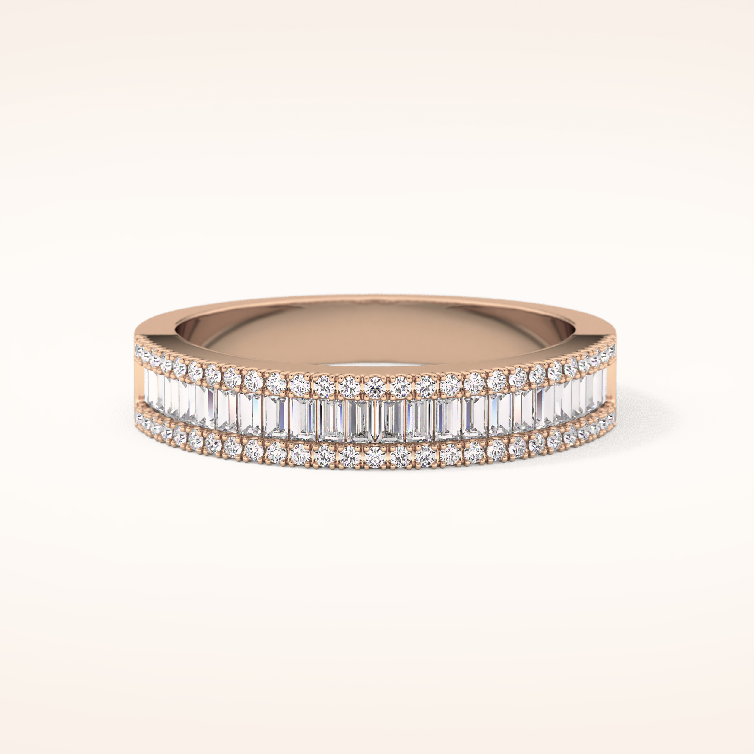 0.72 TCW Round & Baguette Shaped Moissanite Channel Setting Wedding Band