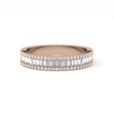 Channel Setting Wedding Band with 0.72 TCW Round & Baguette Cut Moissanite – Yellow, White, or Rose Gold