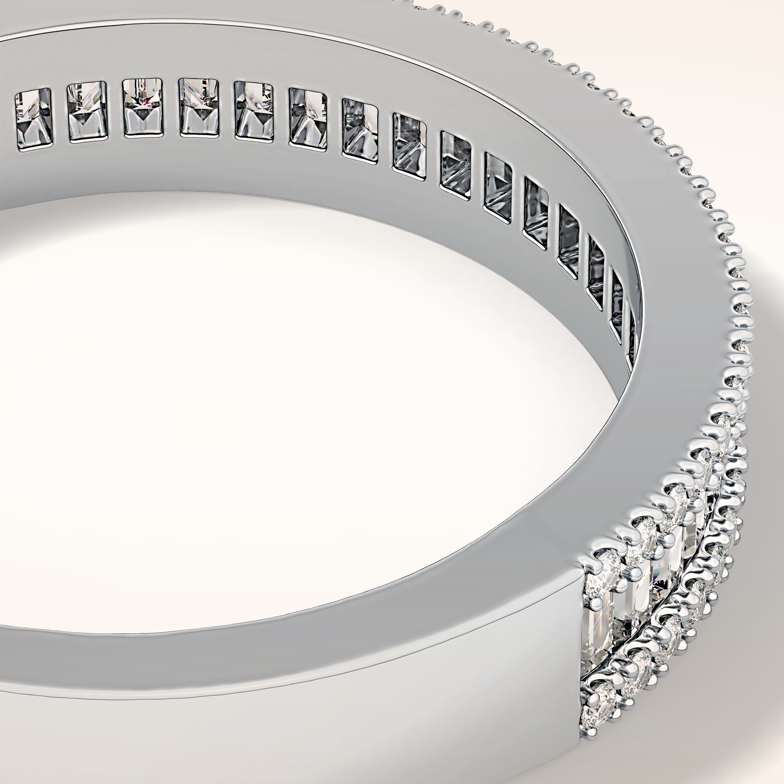 0.72 TCW Round & Baguette Shaped Moissanite Channel Setting Wedding Band