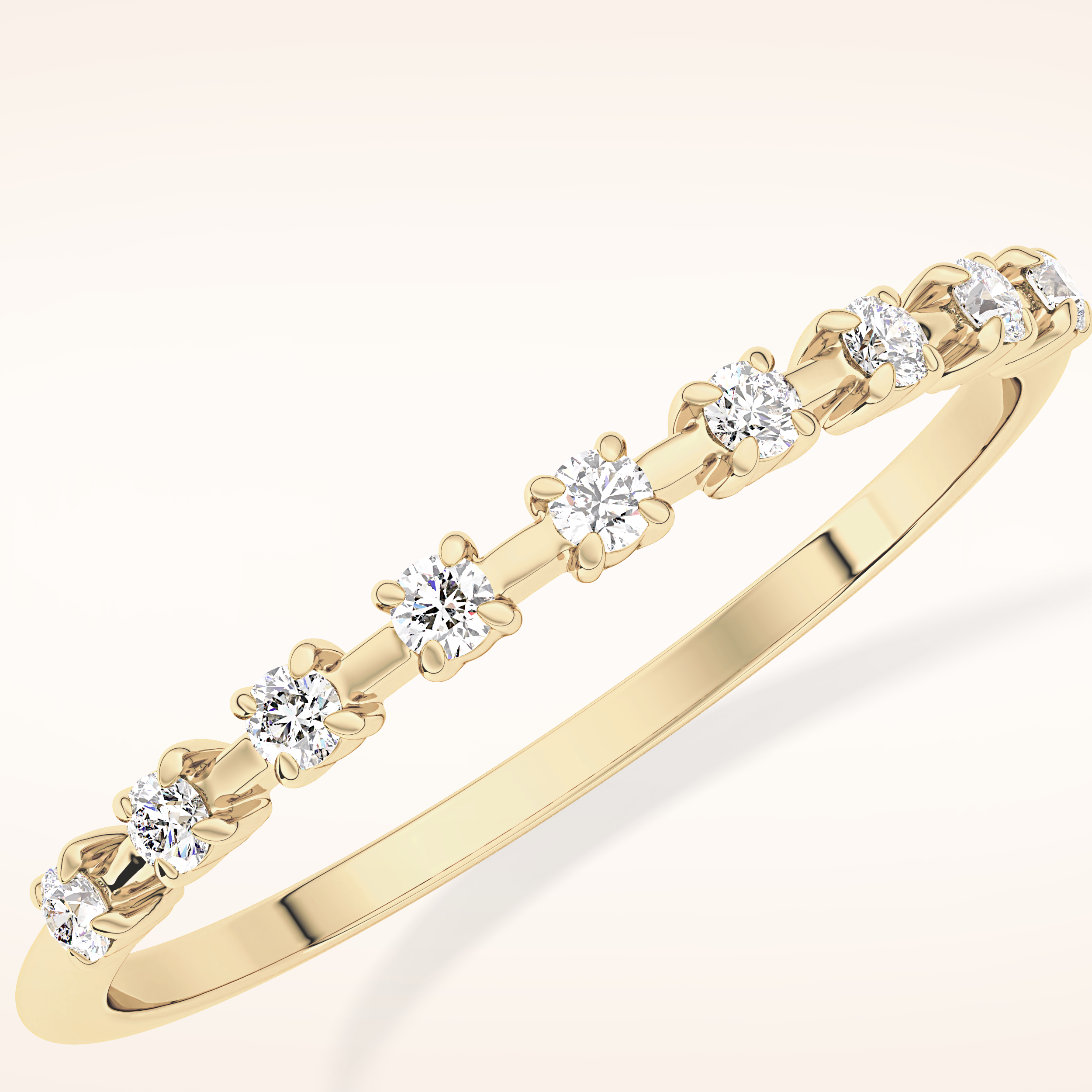 0.17 TCW Round Shaped Moissanite Half Eternity Wedding Band
