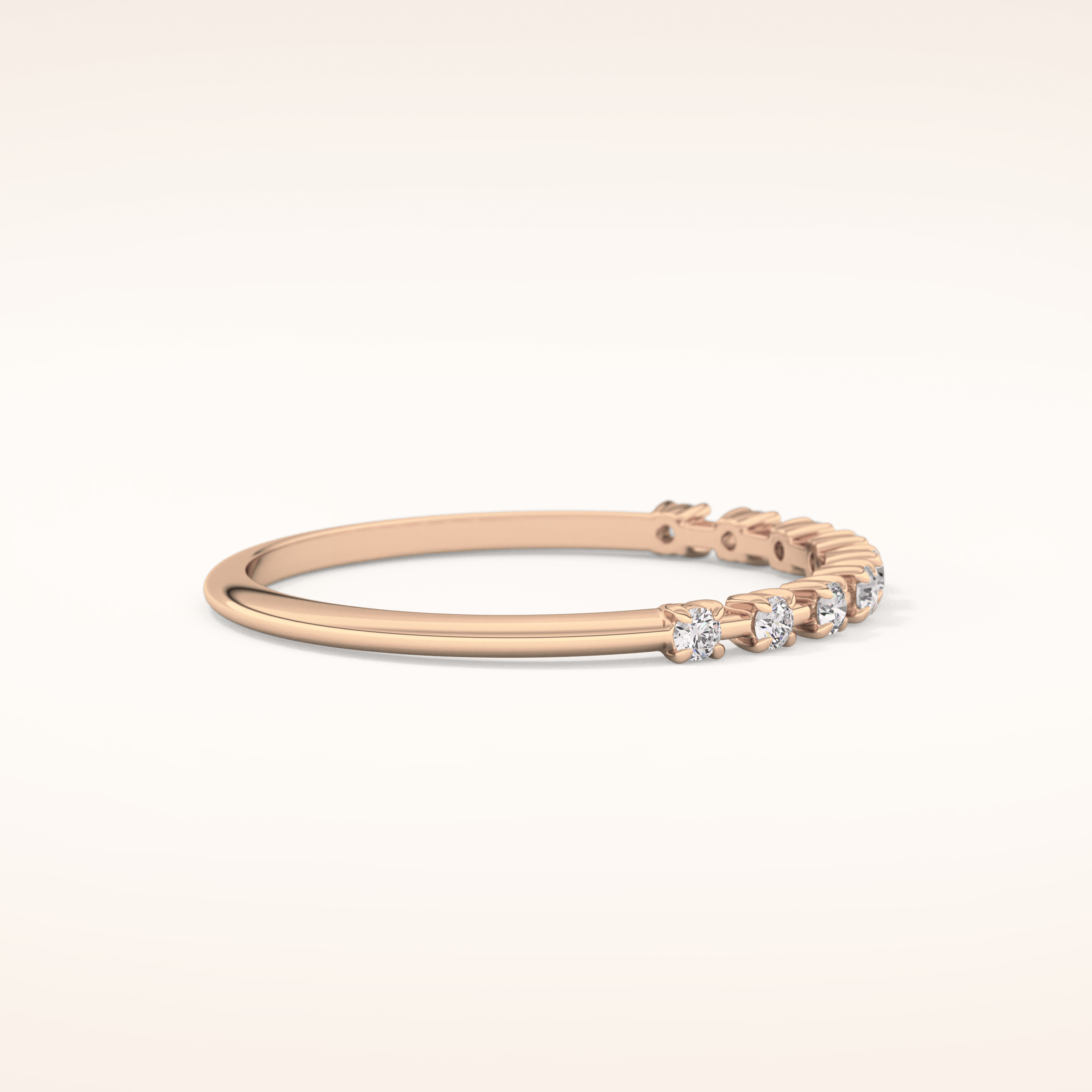 0.17 TCW Round Shaped Moissanite Half Eternity Wedding Band