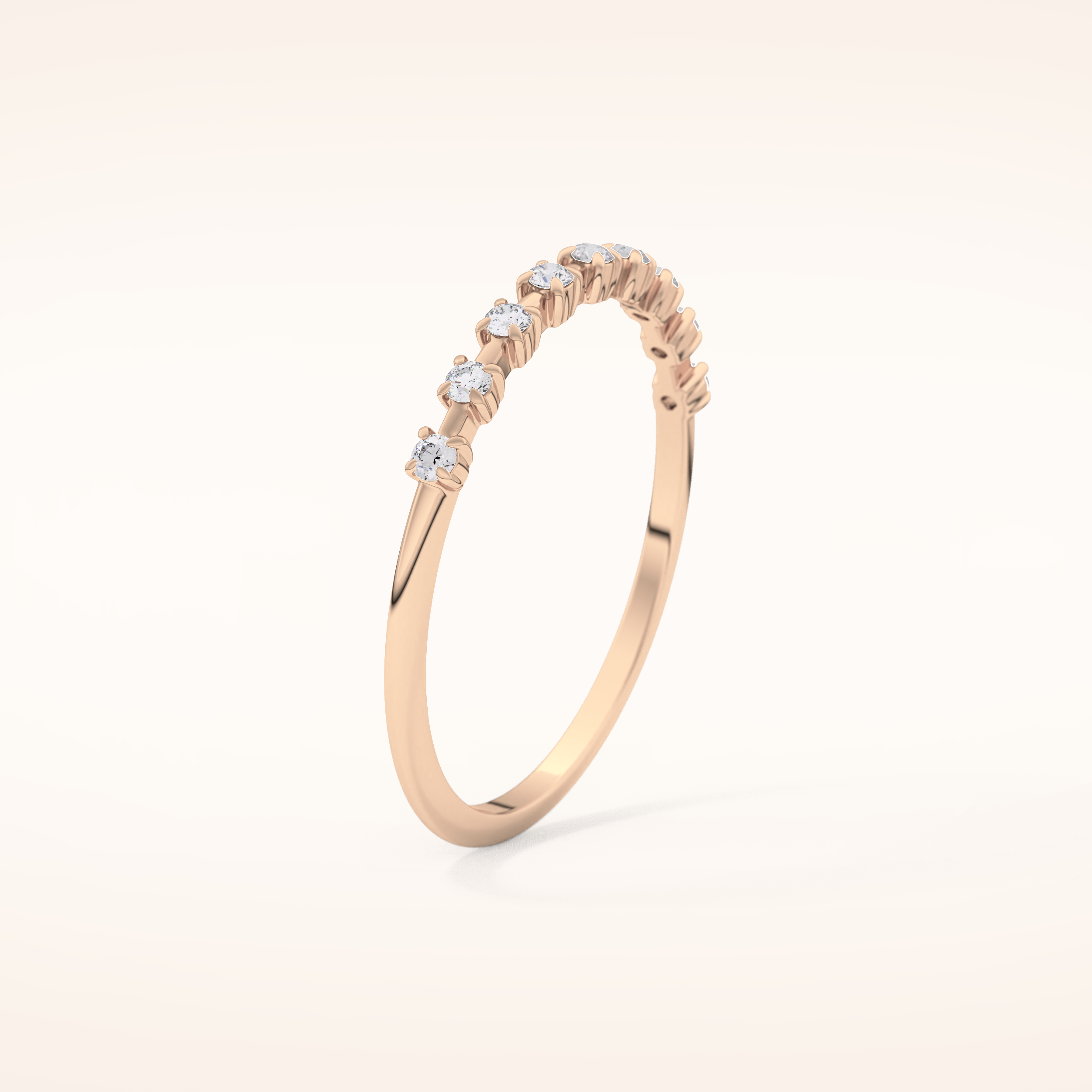 0.17 TCW Round Shaped Moissanite Half Eternity Wedding Band