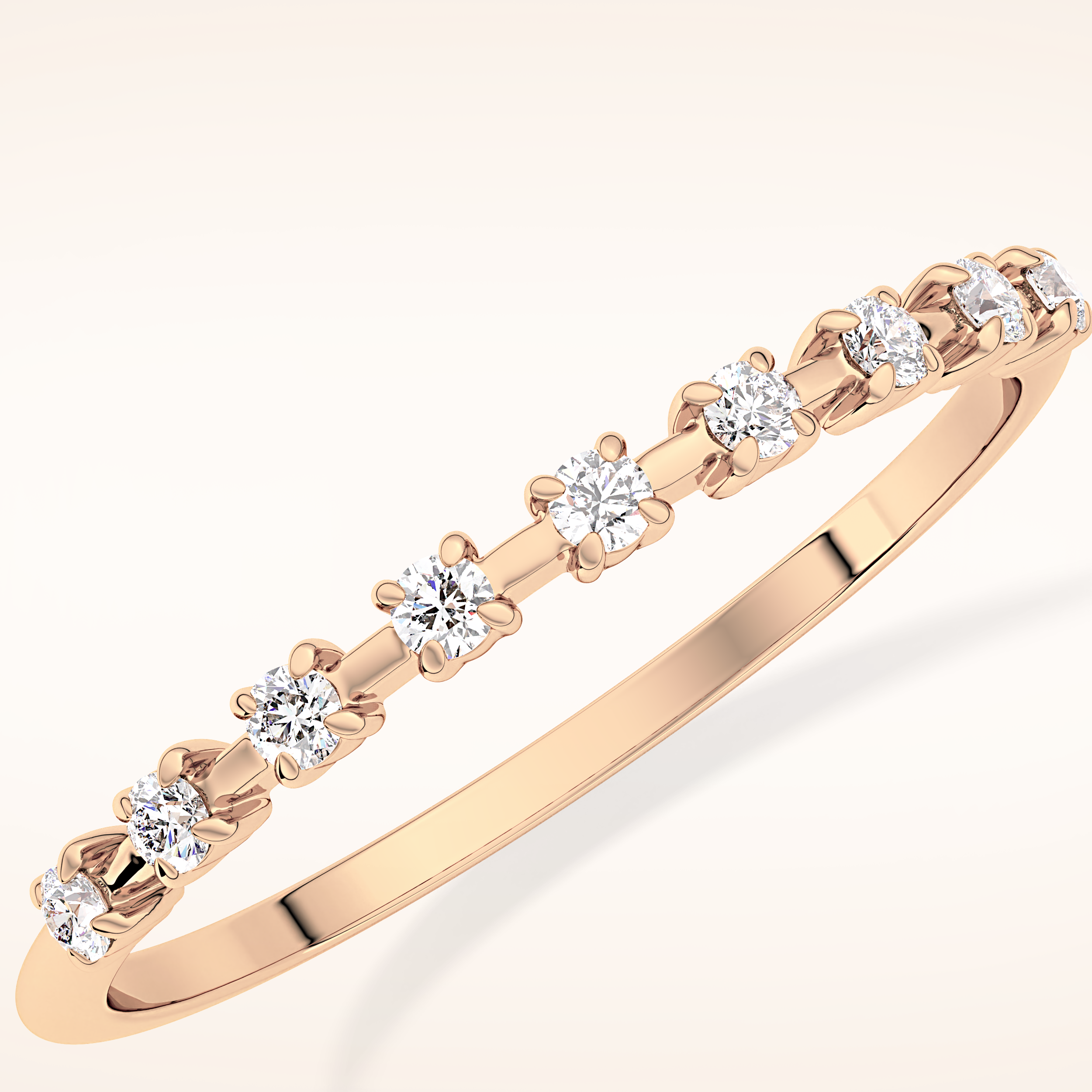 0.17 TCW Round Shaped Moissanite Half Eternity Wedding Band
