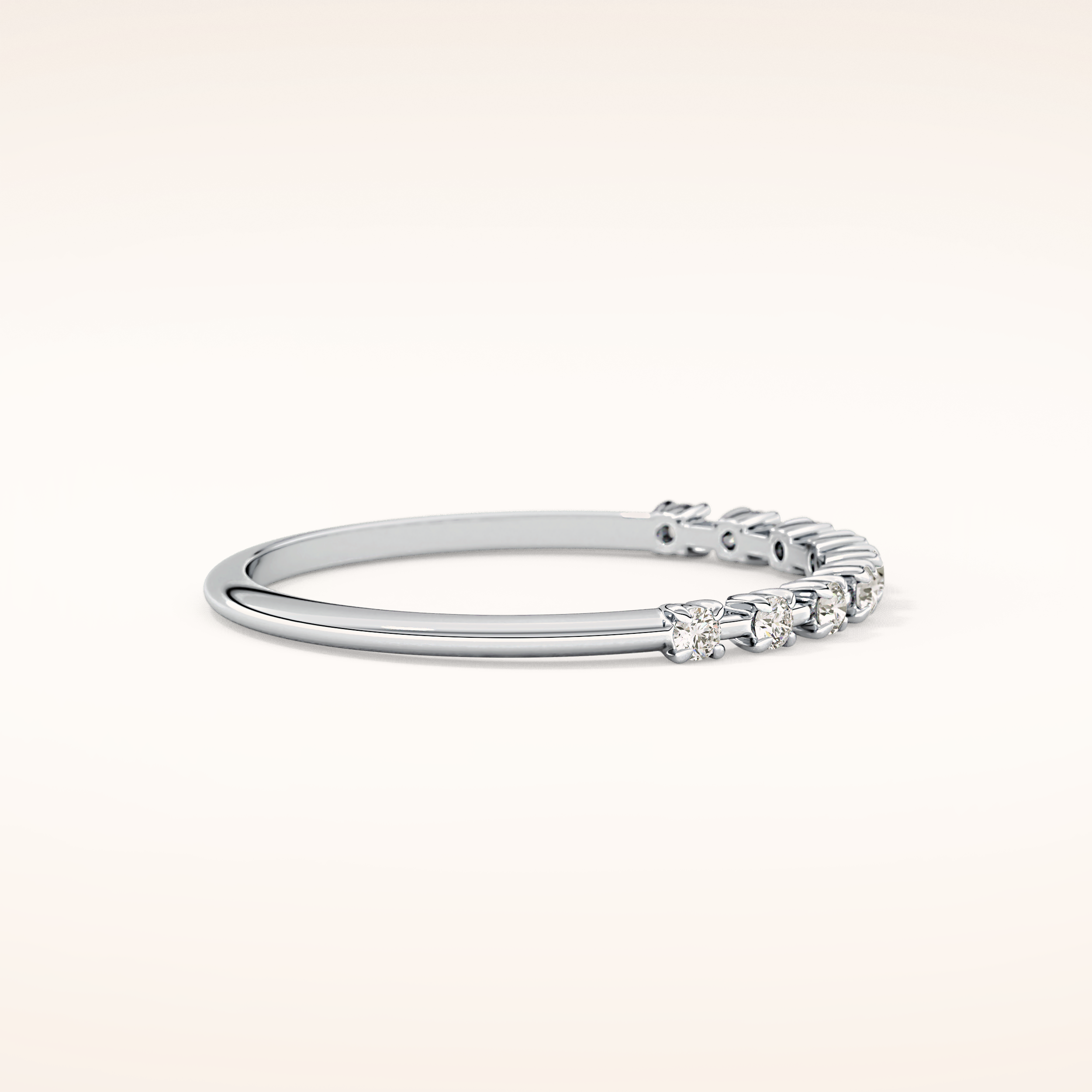 0.17 TCW Round Shaped Moissanite Half Eternity Wedding Band