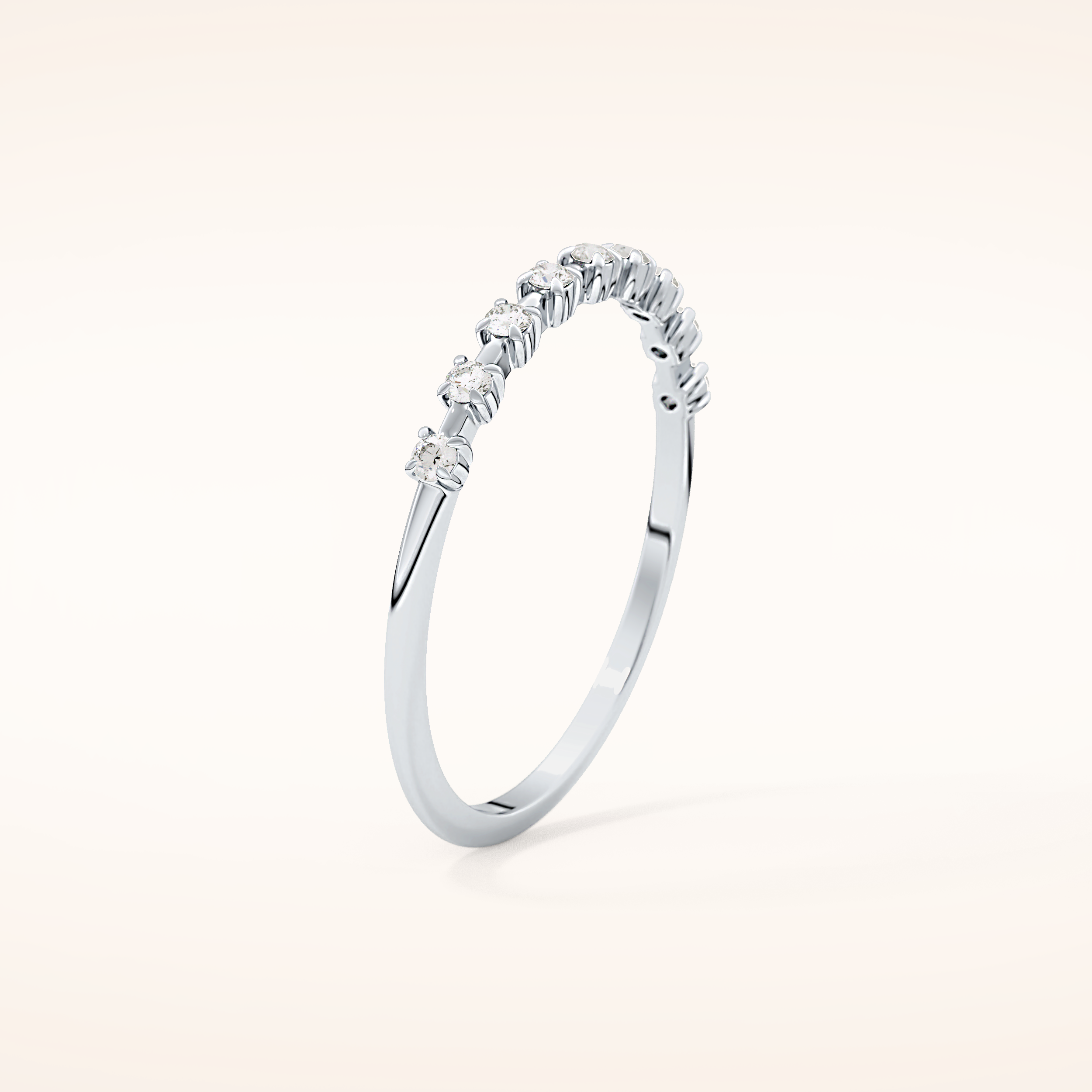0.17 TCW Round Shaped Moissanite Half Eternity Wedding Band