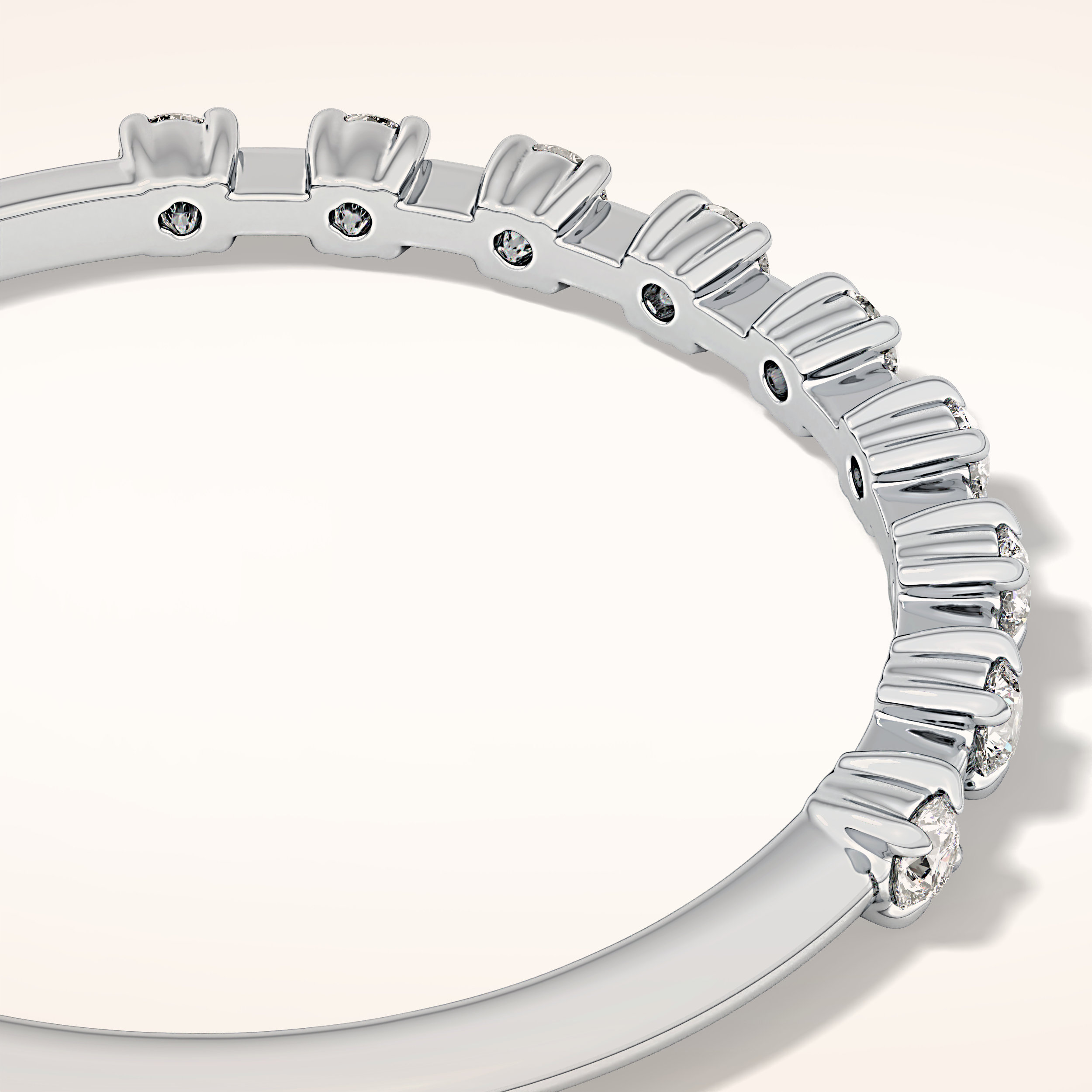 0.17 TCW Round Shaped Moissanite Half Eternity Wedding Band