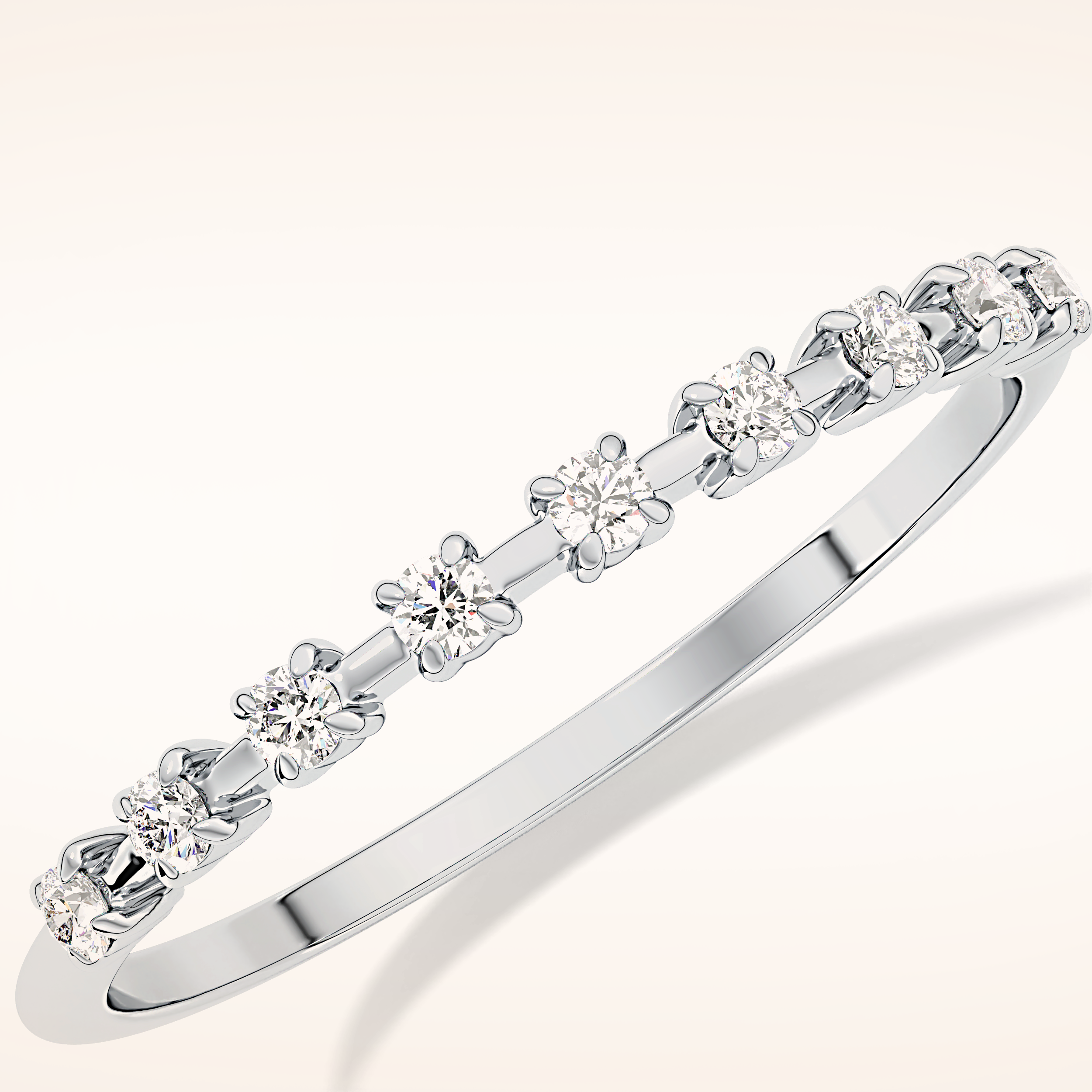 0.17 TCW Round Shaped Moissanite Half Eternity Wedding Band