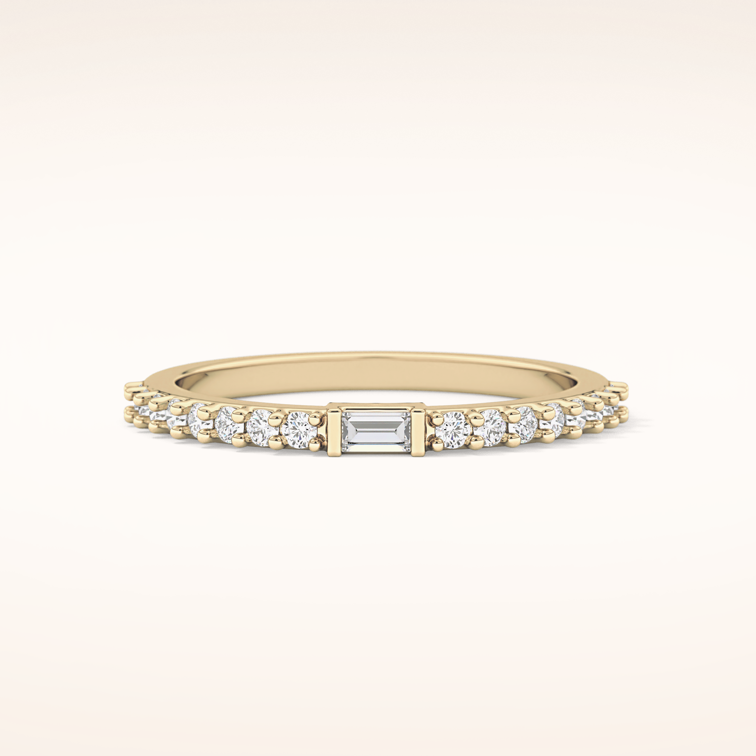 0.36 TCW Round & Baguette Shaped Moissanite Half Eternity Wedding Band