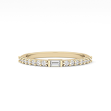 Half Eternity Wedding Band with 0.36 TCW Round and Baguette Cut Moissanite – Yellow, White, or Rose Gold
