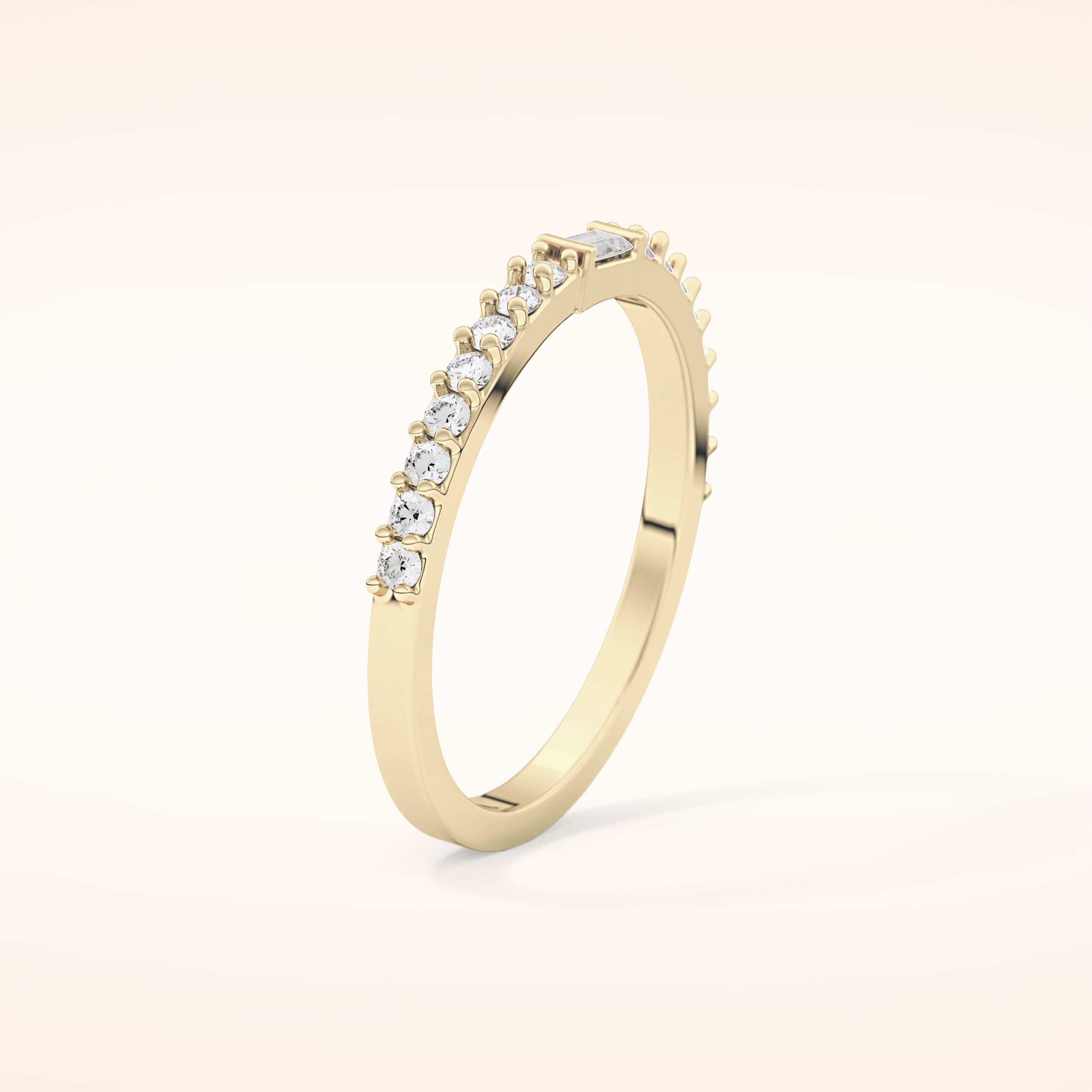 0.36 TCW Round & Baguette Shaped Moissanite Half Eternity Wedding Band