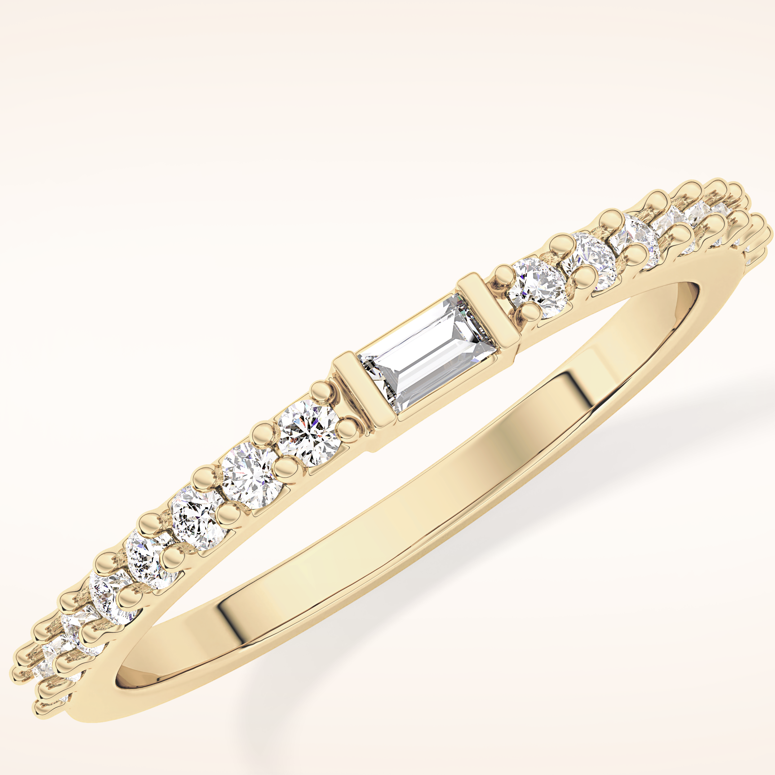 0.36 TCW Round & Baguette Shaped Moissanite Half Eternity Wedding Band