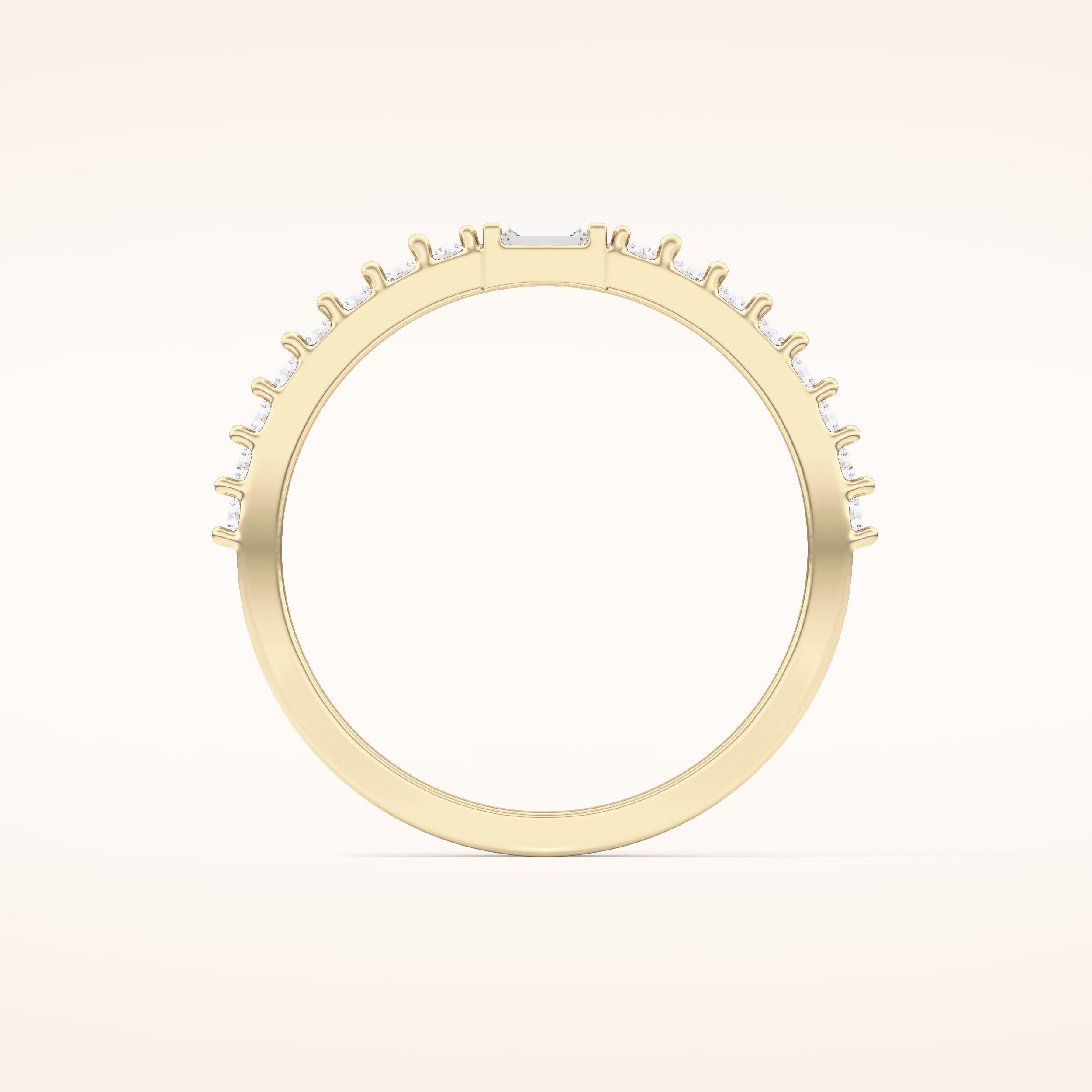 0.36 TCW Round & Baguette Shaped Moissanite Half Eternity Wedding Band