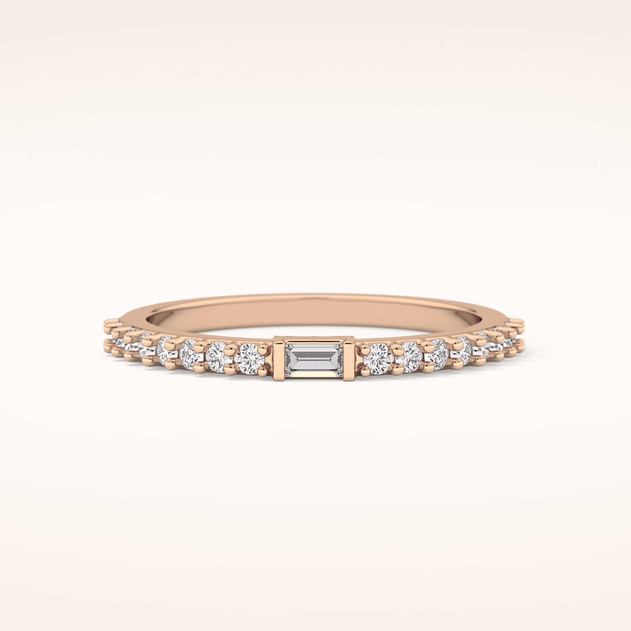 0.36 TCW Round & Baguette Shaped Moissanite Half Eternity Wedding Band