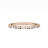 Half Eternity Wedding Band with 0.36 TCW Round and Baguette Cut Moissanite – Yellow, White, or Rose Gold