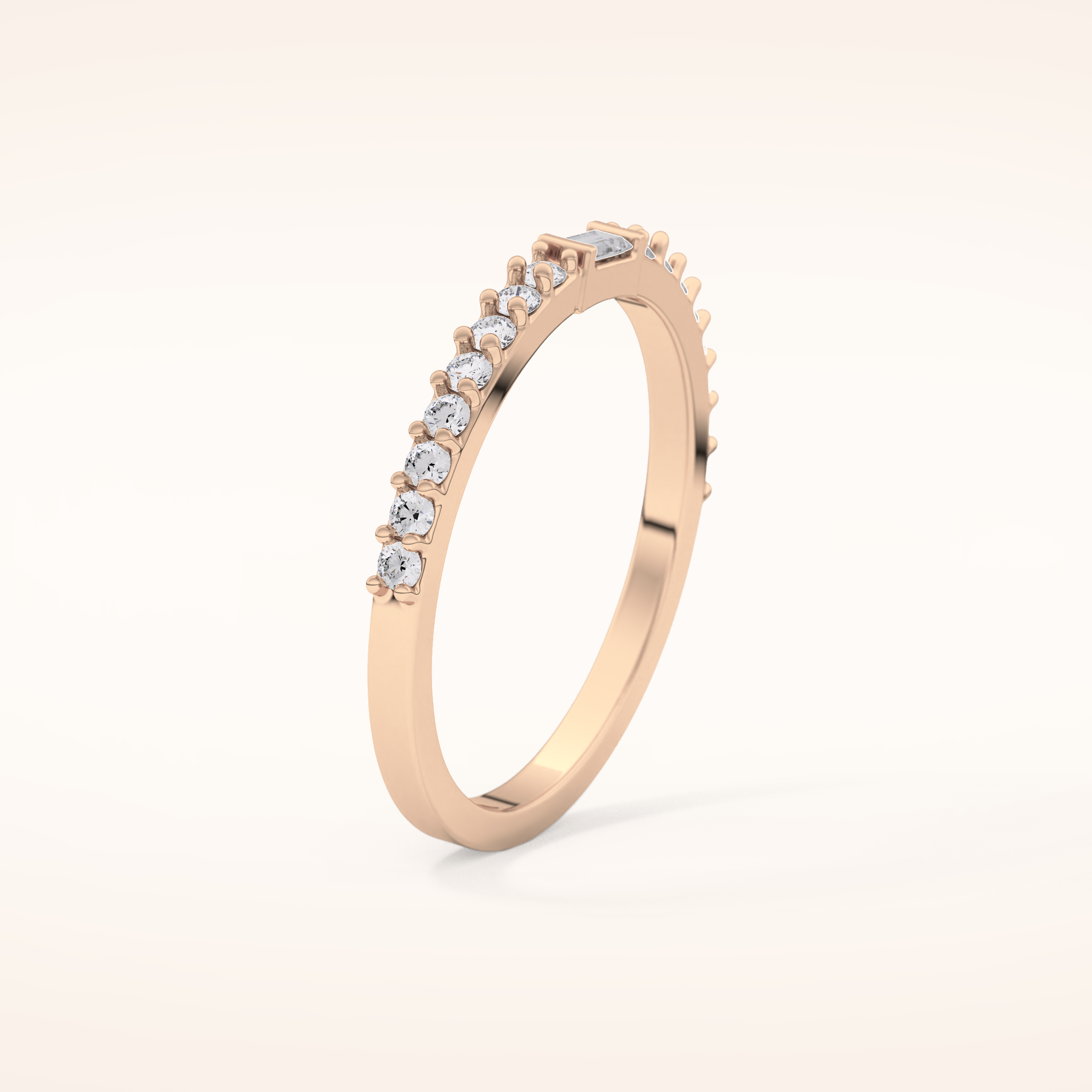 0.36 TCW Round & Baguette Shaped Moissanite Half Eternity Wedding Band