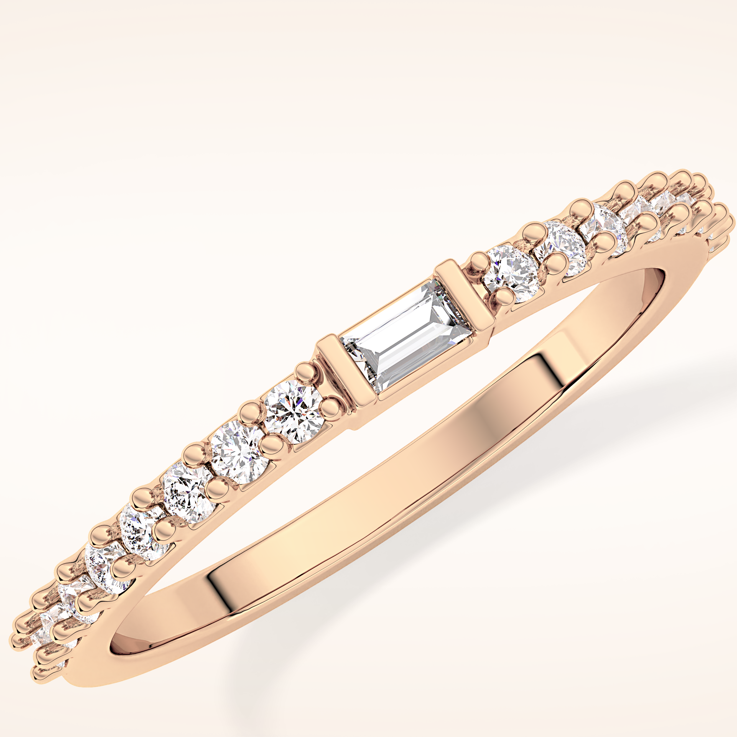 0.36 TCW Round & Baguette Shaped Moissanite Half Eternity Wedding Band