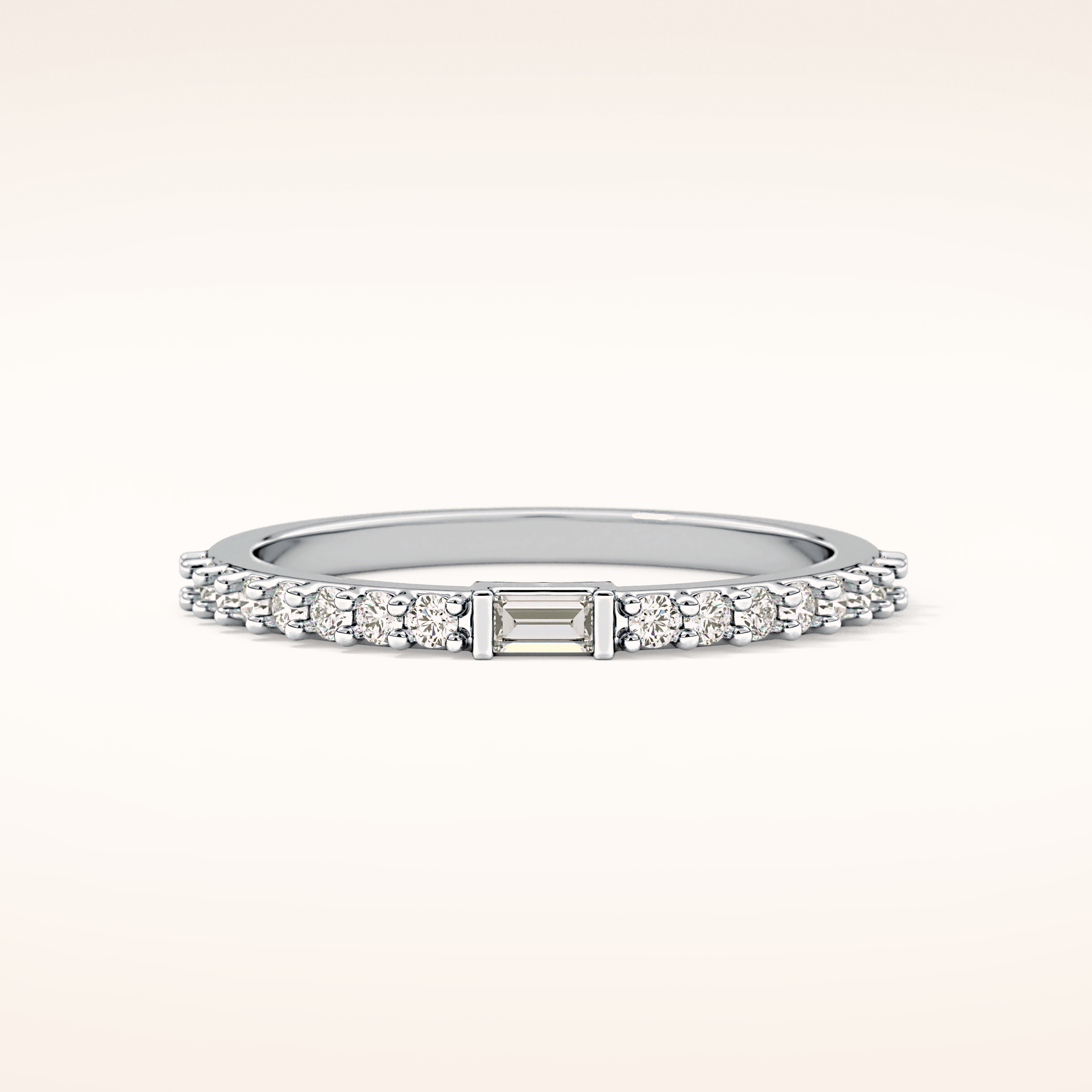 0.36 TCW Round & Baguette Shaped Moissanite Half Eternity Wedding Band