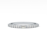 Half Eternity Wedding Band with 0.36 TCW Round and Baguette Cut Moissanite – Yellow, White, or Rose Gold