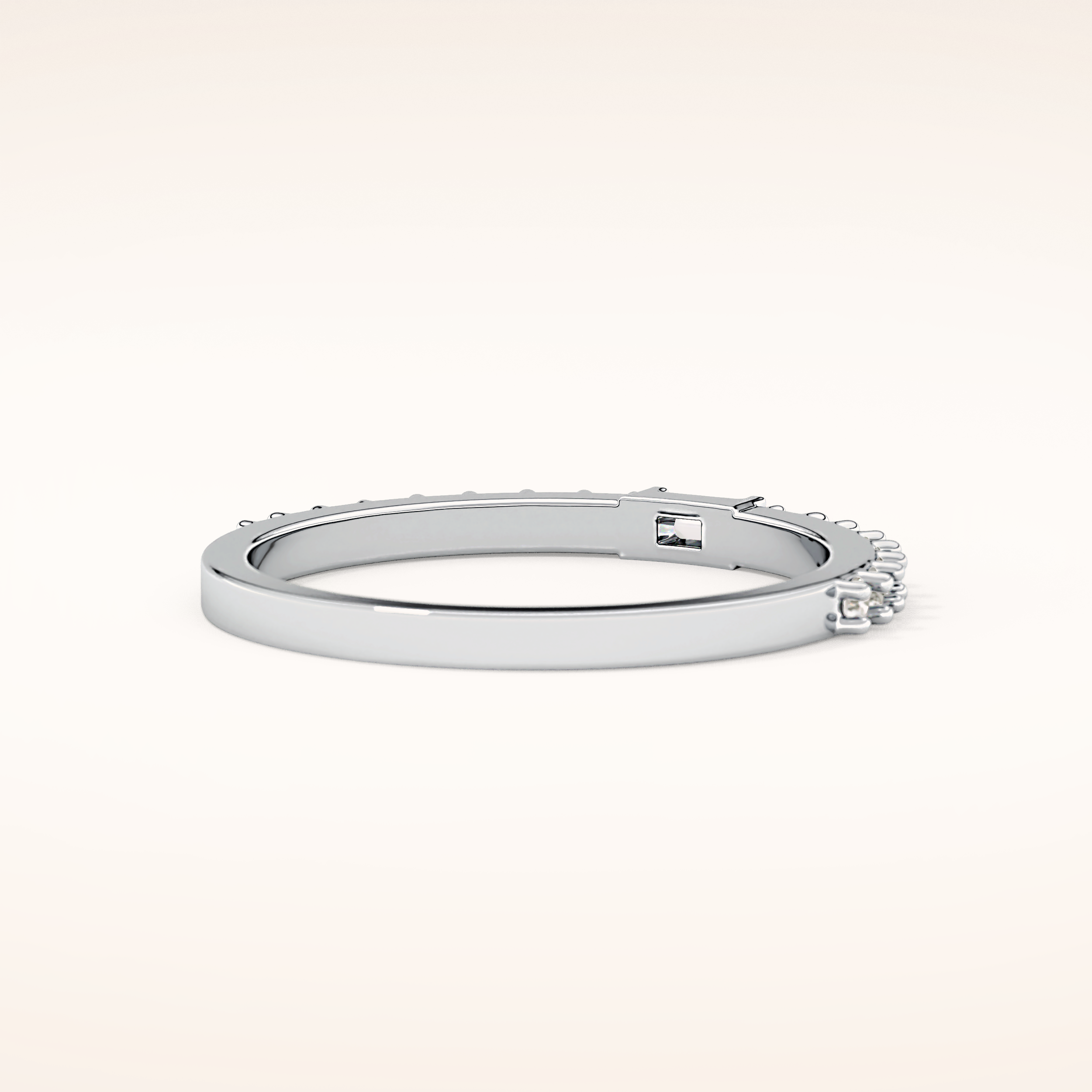 0.36 TCW Round & Baguette Shaped Moissanite Half Eternity Wedding Band