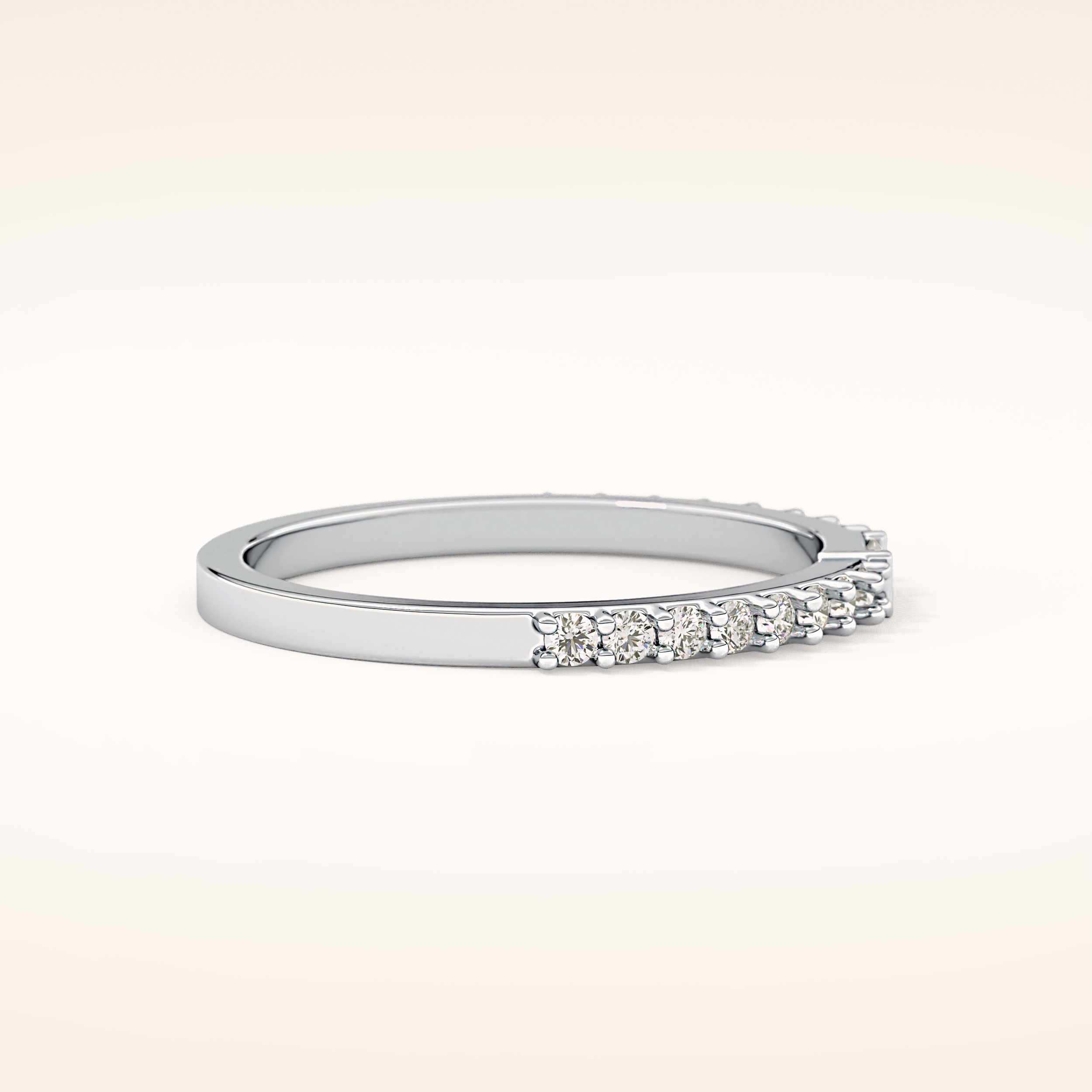 0.36 TCW Round & Baguette Shaped Moissanite Half Eternity Wedding Band