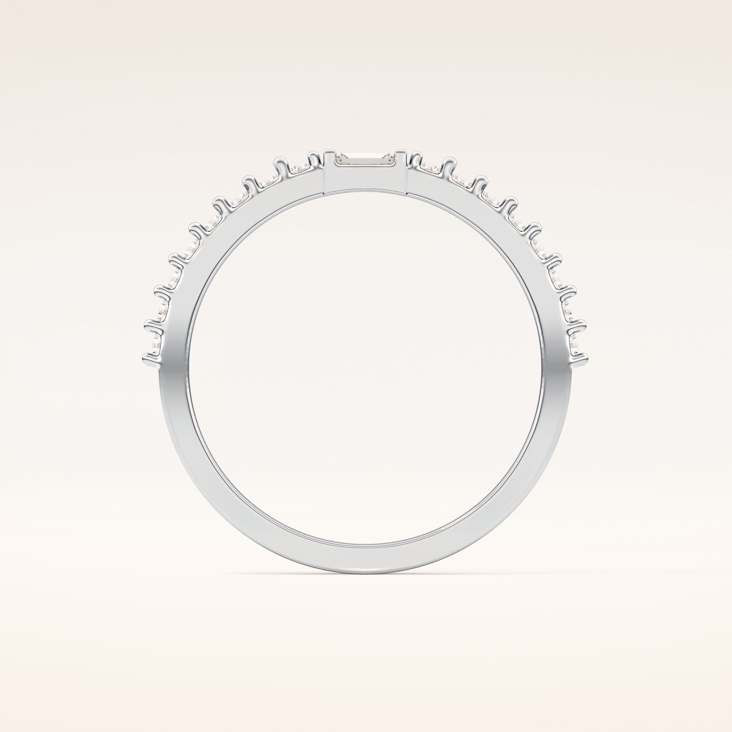 0.36 TCW Round & Baguette Shaped Moissanite Half Eternity Wedding Band