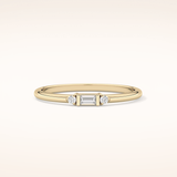 0.097 TCW Round & Baguette Shaped Moissanite Three Stone Wedding Band