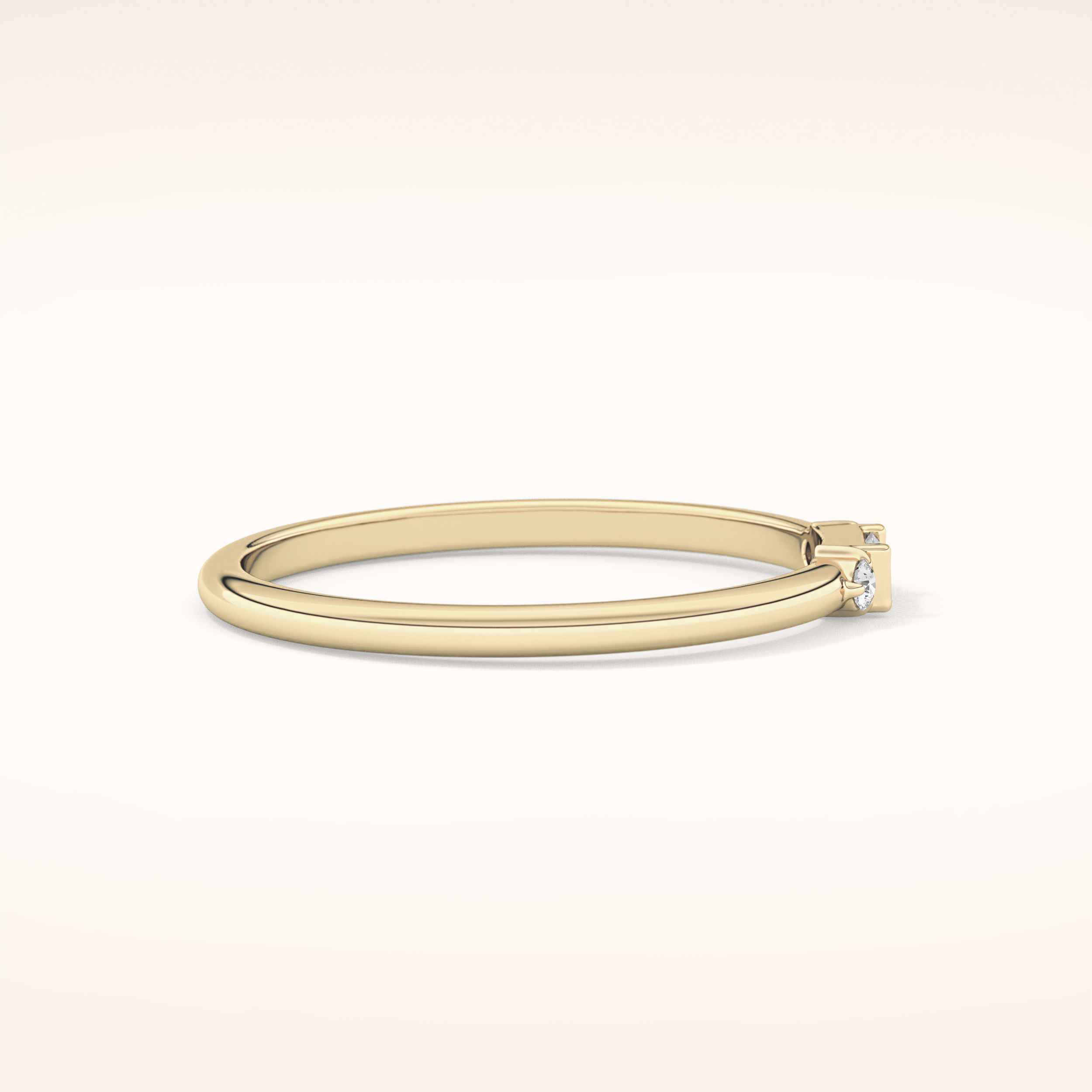 0.097 TCW Round & Baguette Shaped Moissanite Three Stone Wedding Band