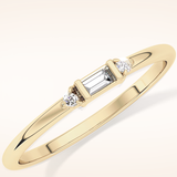 0.097 TCW Round & Baguette Shaped Moissanite Three Stone Wedding Band
