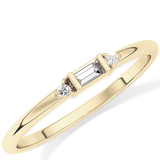 Three Stones Wedding Band with 0.097 TCW Round & Baguette Cut Moissanite – Yellow, White, or Rose Gold