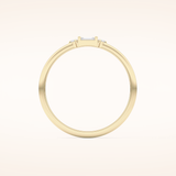 0.097 TCW Round & Baguette Shaped Moissanite Three Stone Wedding Band