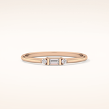 0.097 TCW Round & Baguette Shaped Moissanite Three Stone Wedding Band