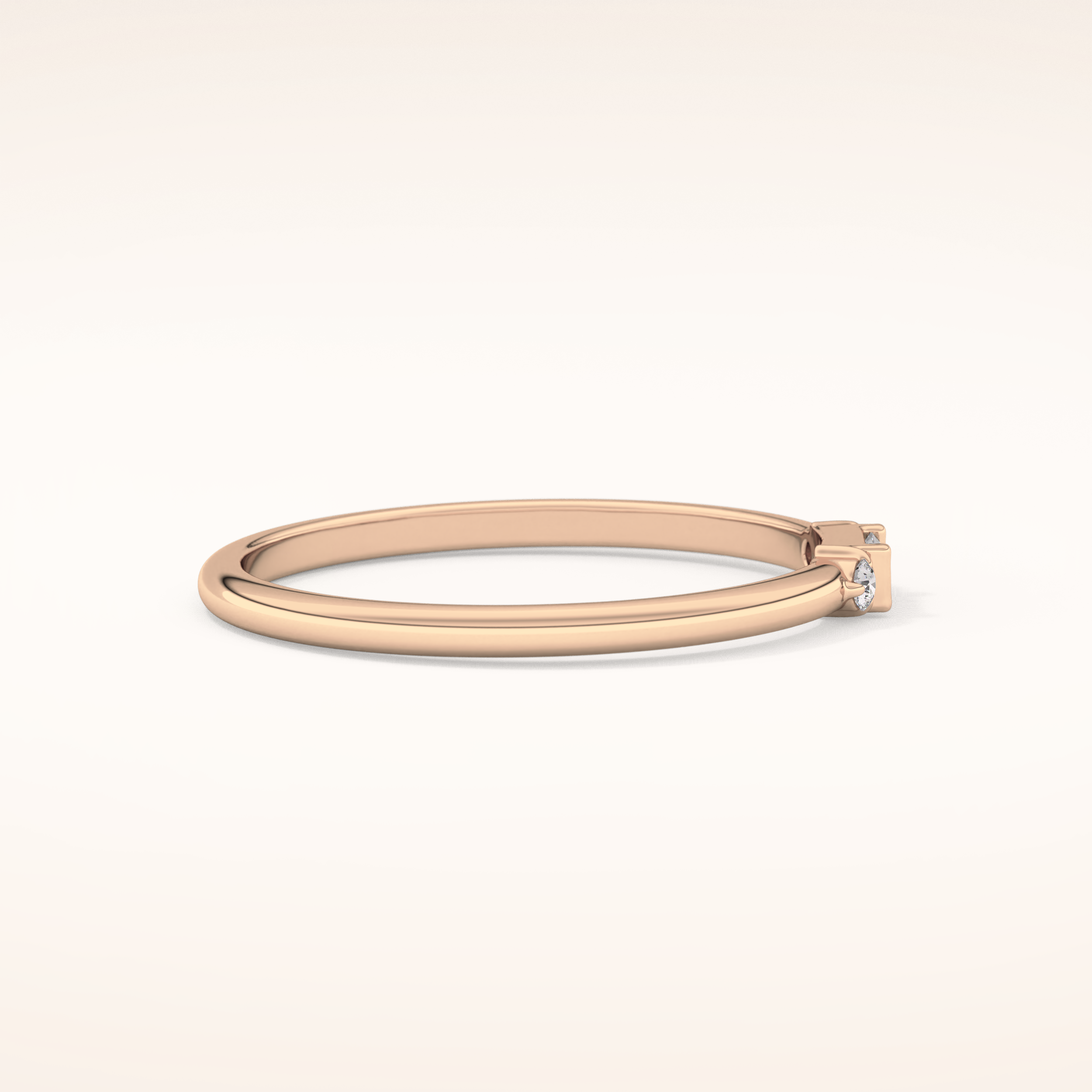 0.097 TCW Round & Baguette Shaped Moissanite Three Stone Wedding Band