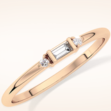 0.097 TCW Round & Baguette Shaped Moissanite Three Stone Wedding Band