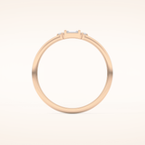 0.097 TCW Round & Baguette Shaped Moissanite Three Stone Wedding Band