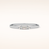 0.097 TCW Round & Baguette Shaped Moissanite Three Stone Wedding Band