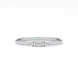 Three Stones Wedding Band with 0.097 TCW Round & Baguette Cut Moissanite – Yellow, White, or Rose Gold