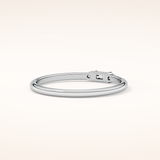 0.097 TCW Round & Baguette Shaped Moissanite Three Stone Wedding Band