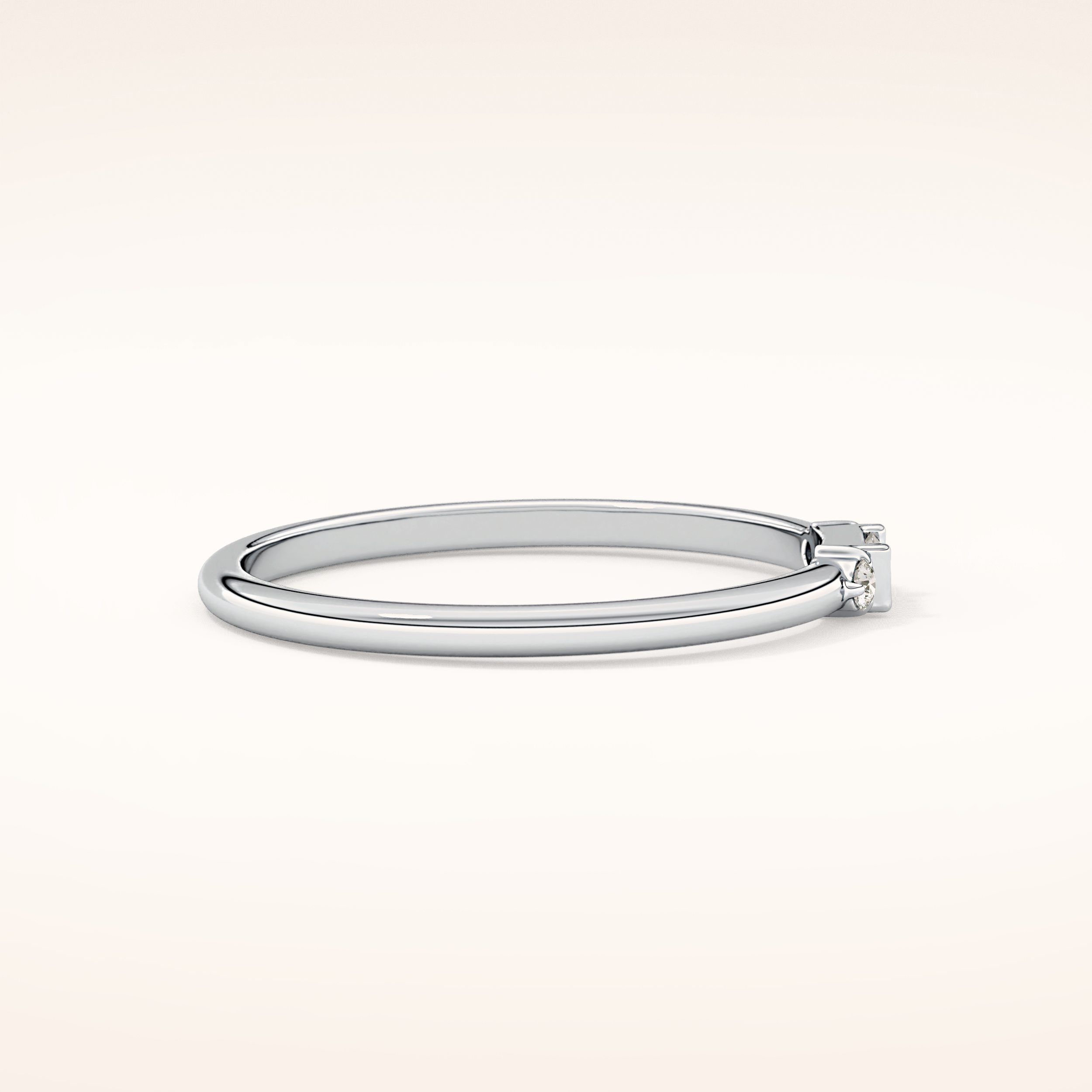 0.097 TCW Round & Baguette Shaped Moissanite Three Stone Wedding Band