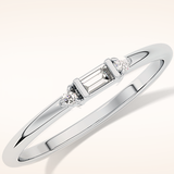 0.097 TCW Round & Baguette Shaped Moissanite Three Stone Wedding Band