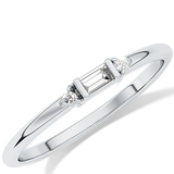 Three Stones Wedding Band with 0.097 TCW Round & Baguette Cut Moissanite – Yellow, White, or Rose Gold