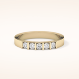 0.37 TCW Round Shaped Moissanite Five Stone Wedding Band