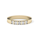 Five Stones Wedding Band with 0.37 TCW Round Cut Moissanite – Yellow, White, or Rose Gold