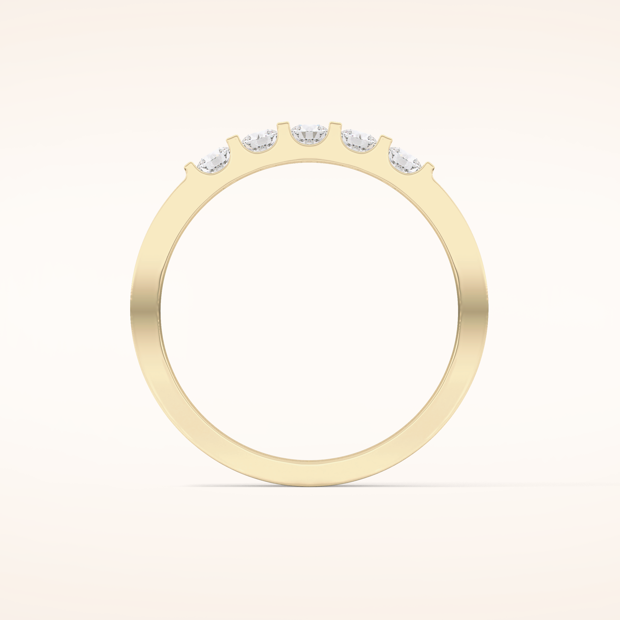 0.37 TCW Round Shaped Moissanite Five Stone Wedding Band