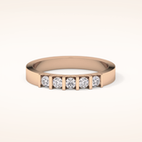0.37 TCW Round Shaped Moissanite Five Stone Wedding Band