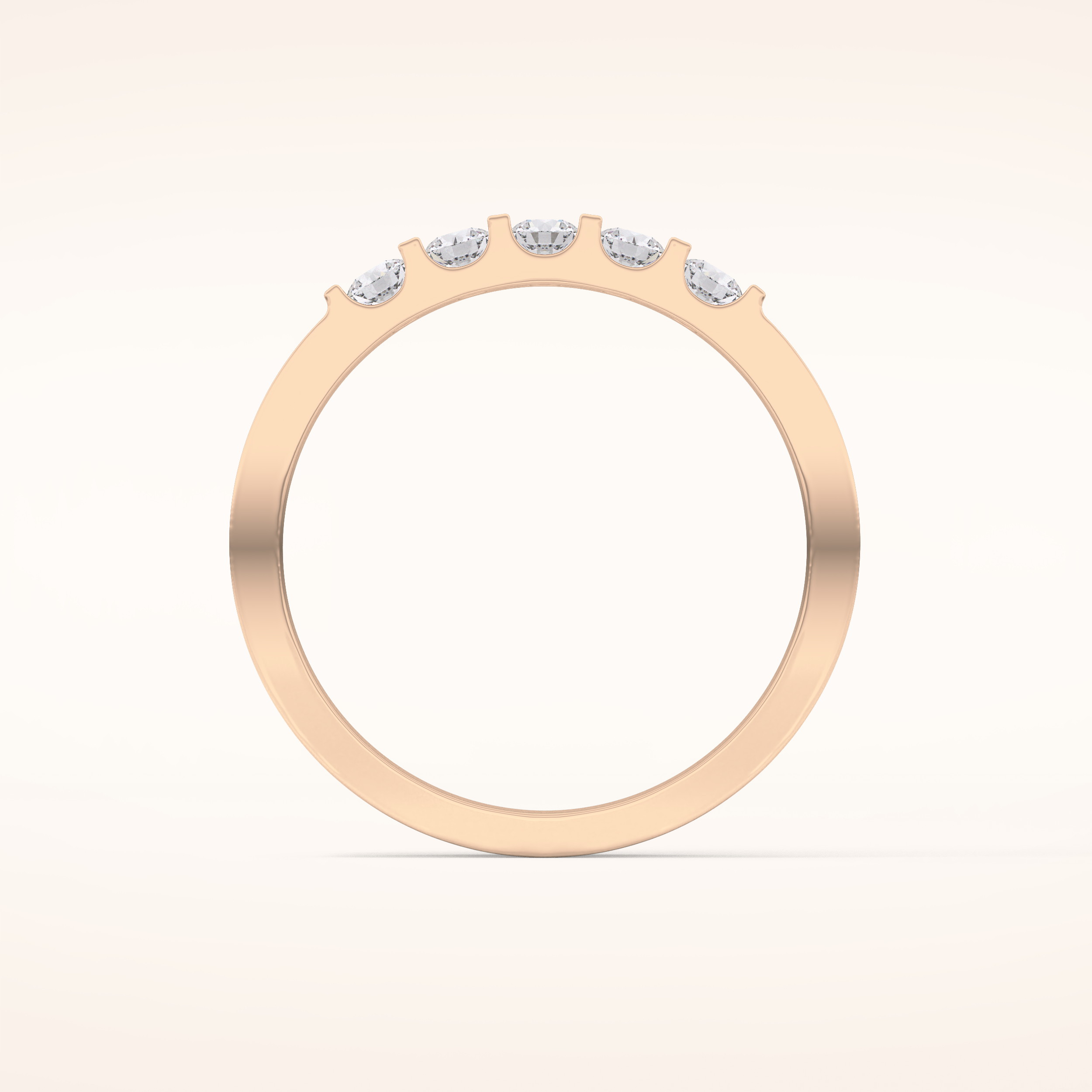 0.37 TCW Round Shaped Moissanite Five Stone Wedding Band