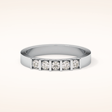 0.37 TCW Round Shaped Moissanite Five Stone Wedding Band