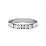 Five Stones Wedding Band with 0.37 TCW Round Cut Moissanite – Yellow, White, or Rose Gold