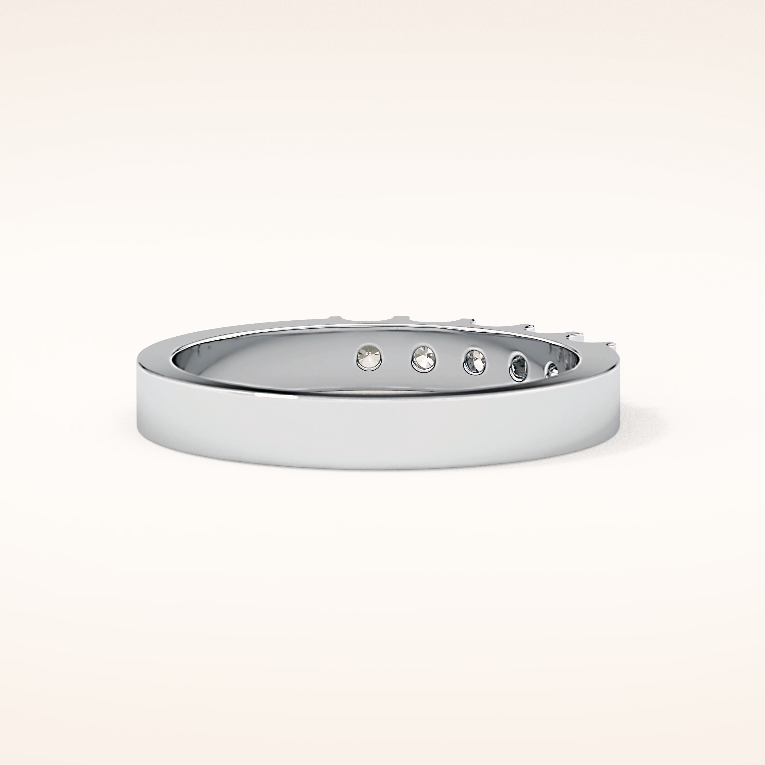 0.37 TCW Round Shaped Moissanite Five Stone Wedding Band