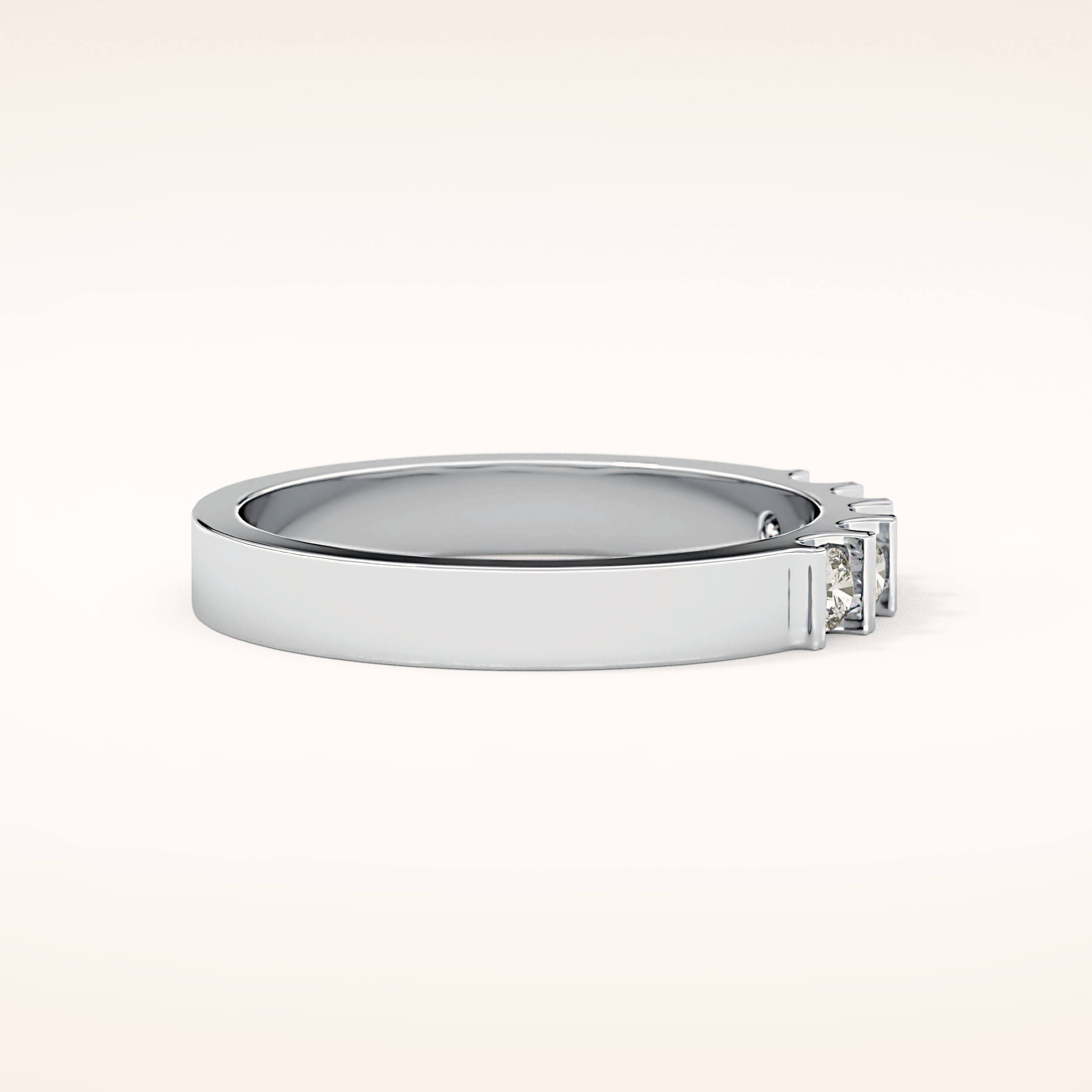 0.37 TCW Round Shaped Moissanite Five Stone Wedding Band