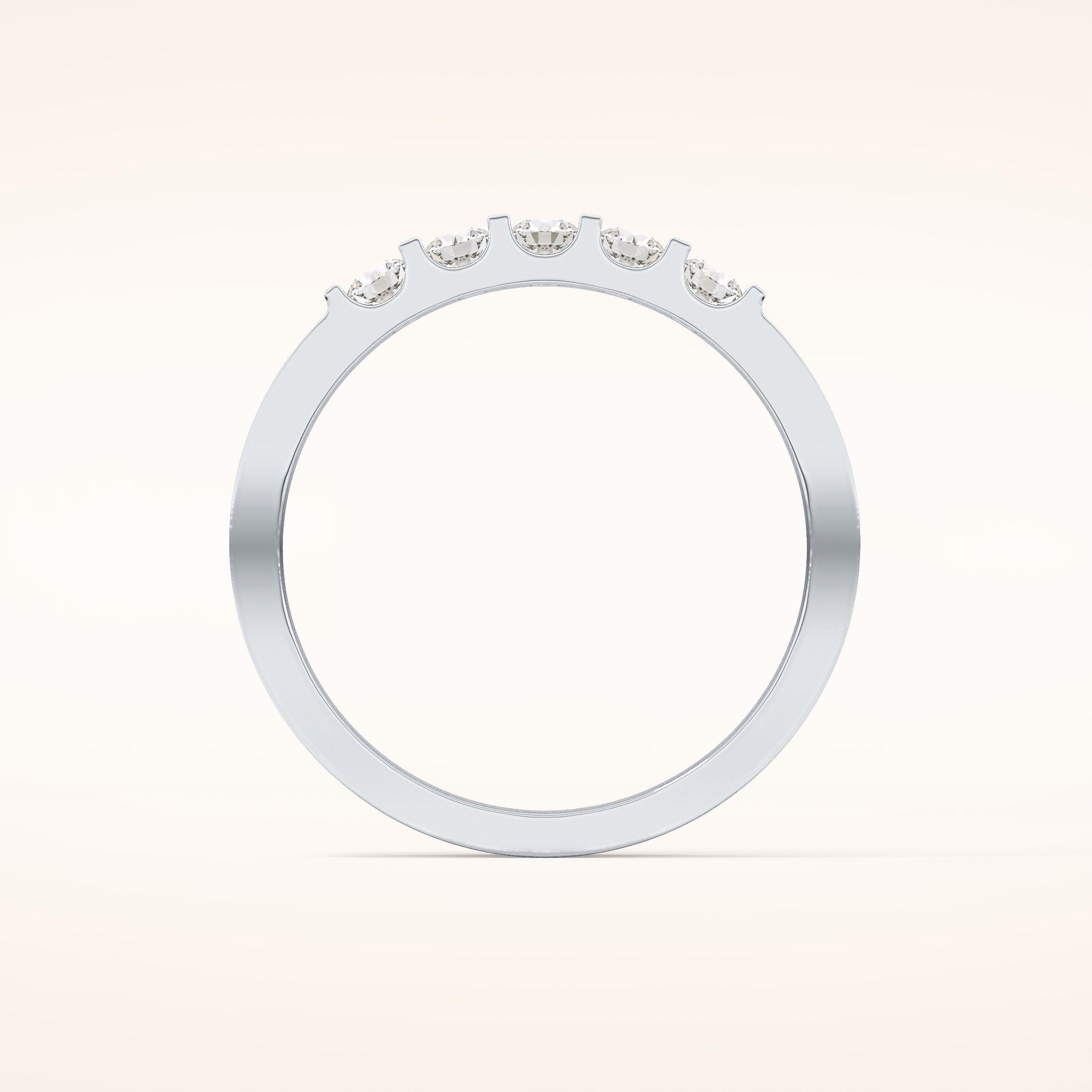 0.37 TCW Round Shaped Moissanite Five Stone Wedding Band
